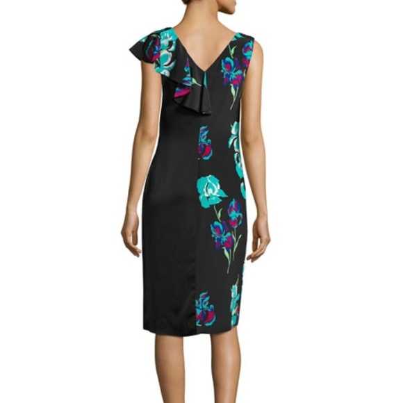 Sleeveless Floral-Print Ruffled Cocktail Dress 2 - Picture 2 of 5